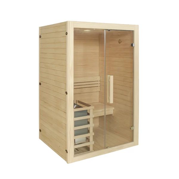 JJSPA JFO120 – Finska sauna za dvije osobe koja spaja eleganciju i tradiciju. Uživajte u autentičnoj toplini i dubinskom opuštanju