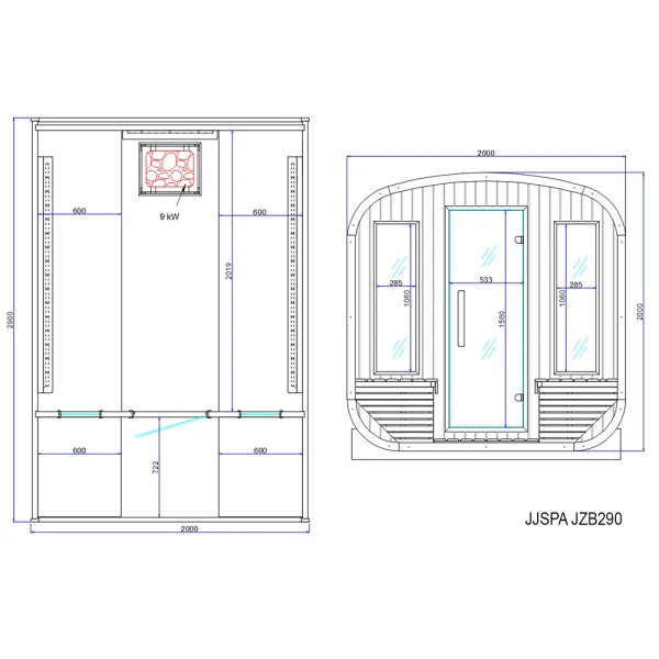 JZB290 JJSPA JZB290 - Vanjska bio solna sauna